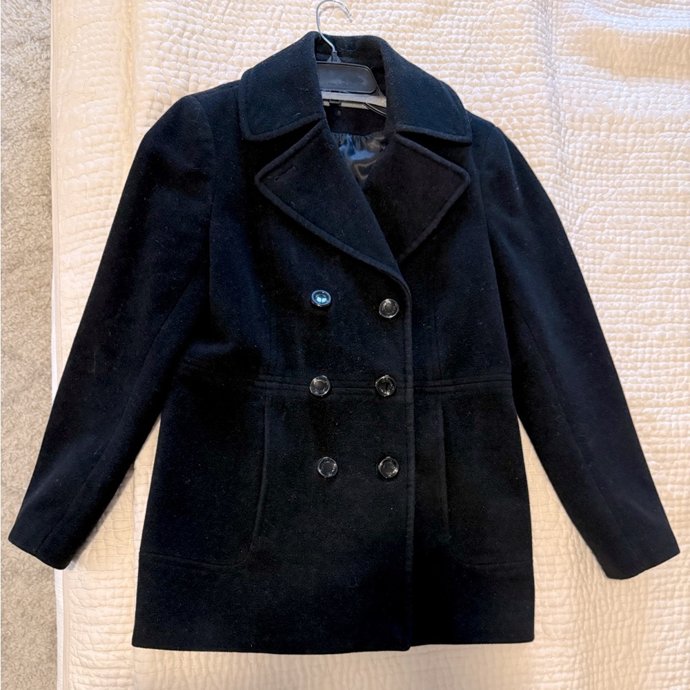 Calvin Klein Black Wool Blend Pea Coat Size 6